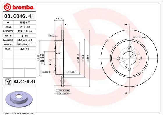 Disc frana BREMBO 08.C046.41