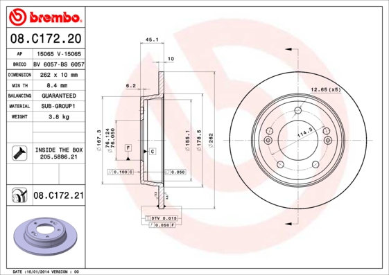 Disc frana BREMBO 08.C172.21