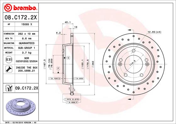 Disc frana BREMBO 08.C172.2X