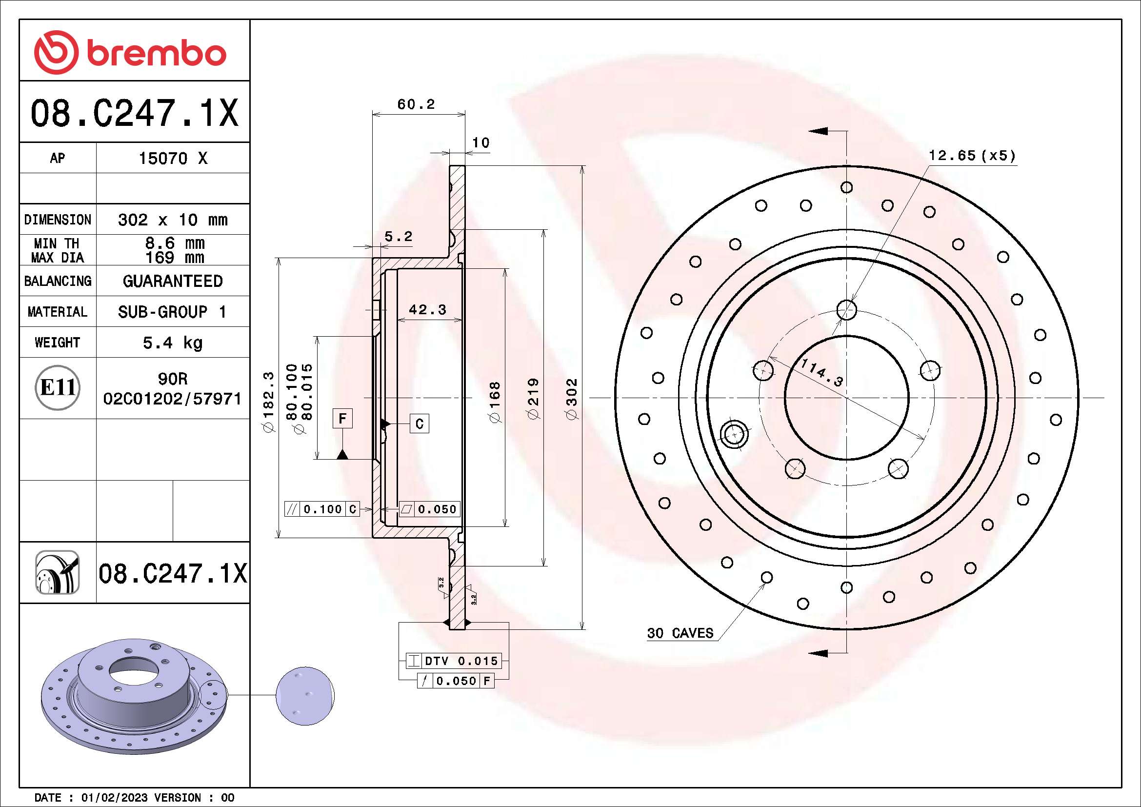 Disc frana BREMBO 08.C247.1X