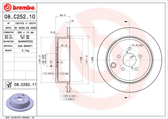 Disc frana BREMBO 08.C252.11
