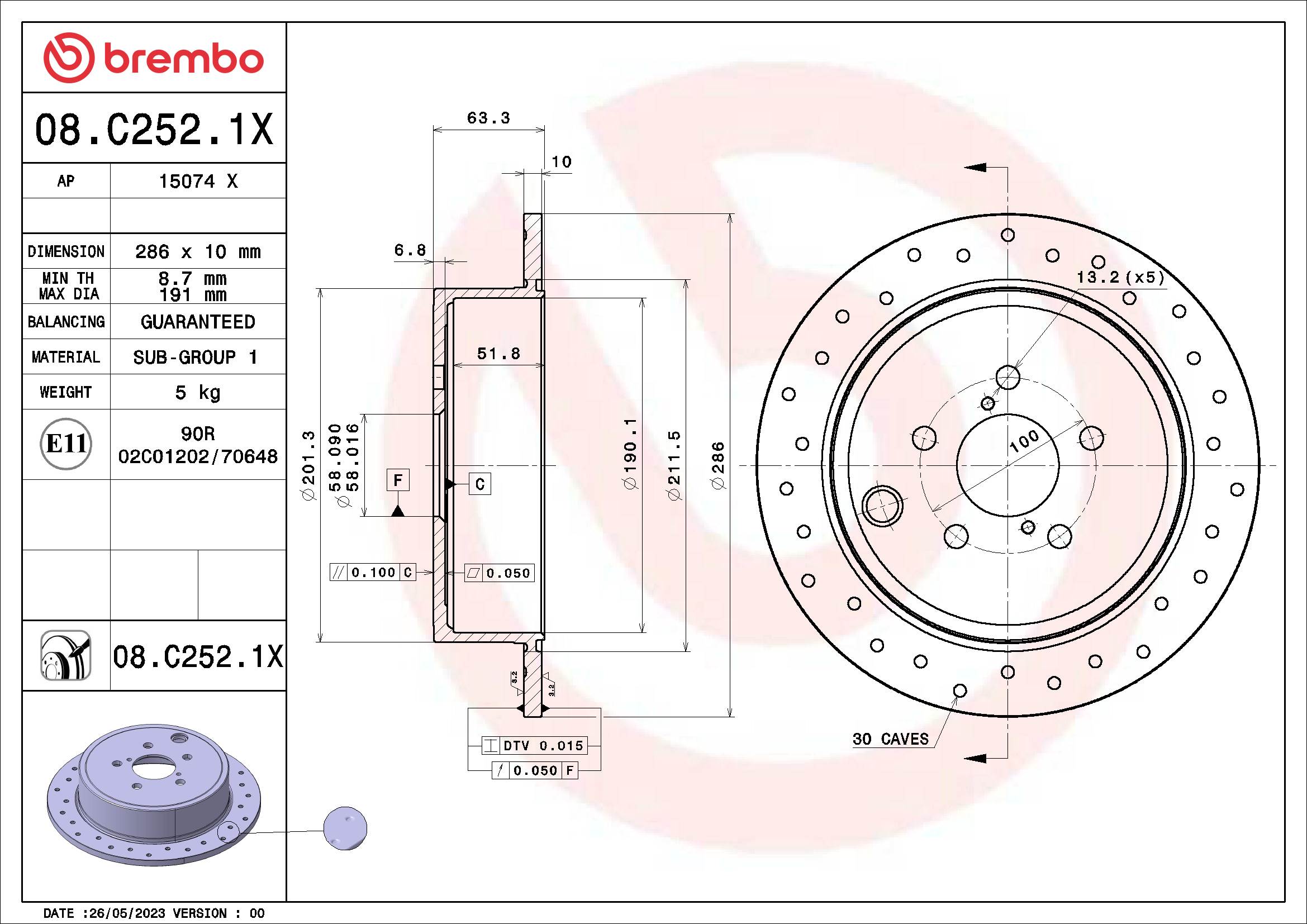 Disc frana BREMBO 08.C252.1X