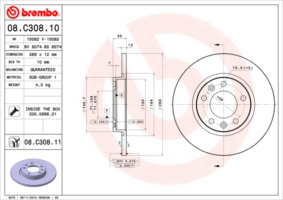 Disc frana BREMBO 08.C308.11