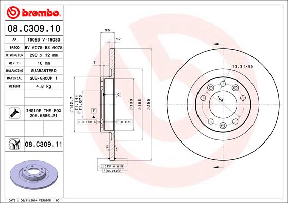 Disc frana BREMBO 08.C309.11