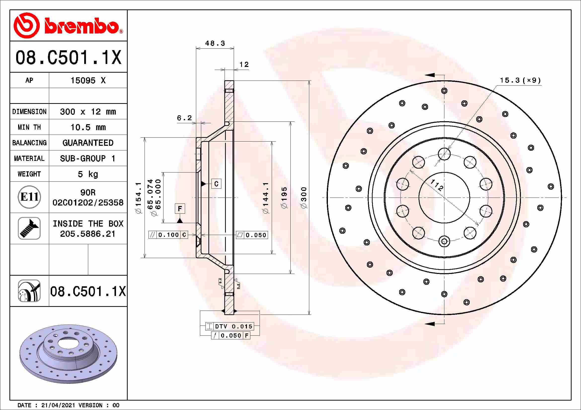 Disc frana BREMBO 08.C501.1X