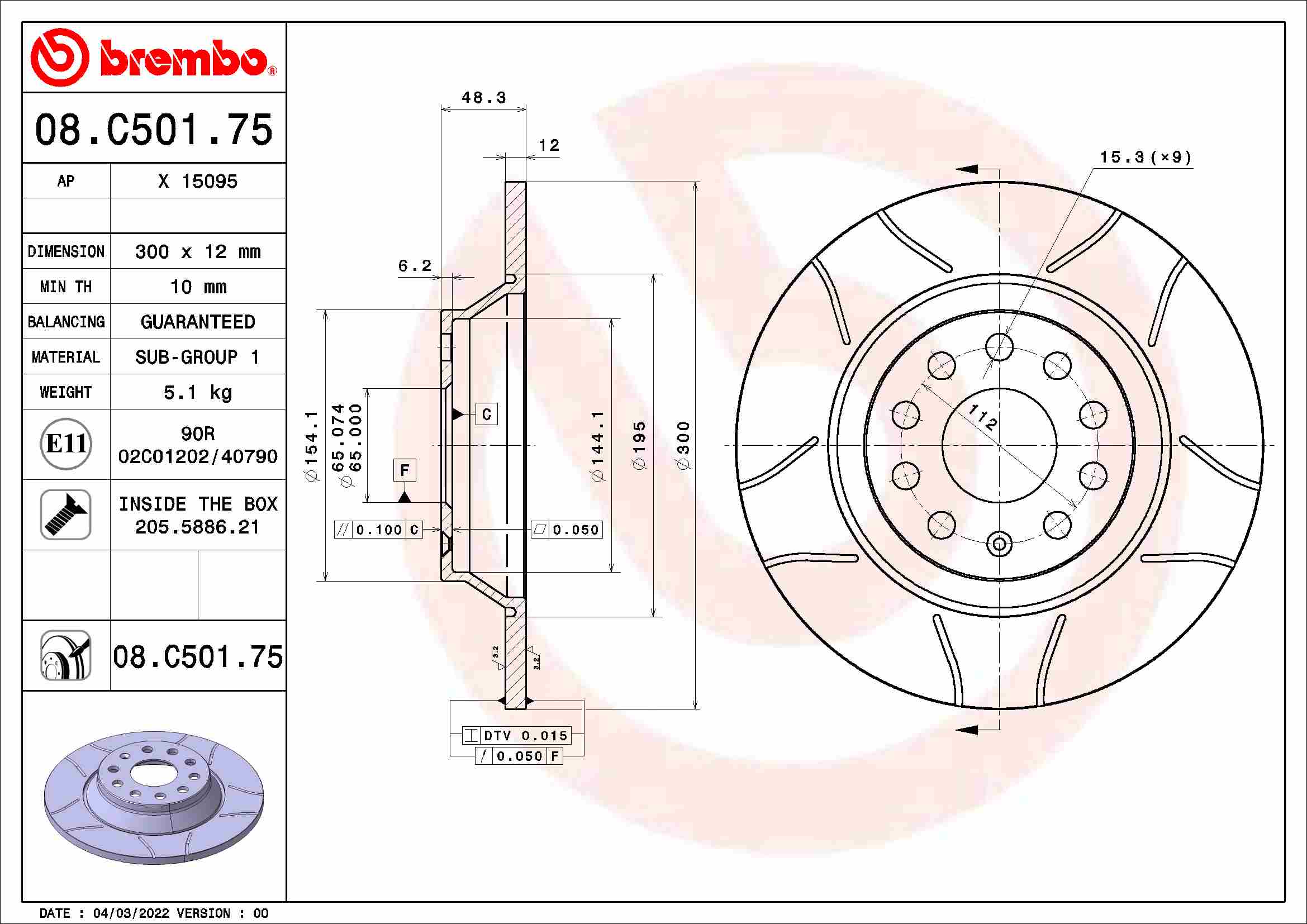 Disc frana BREMBO 08.C501.75