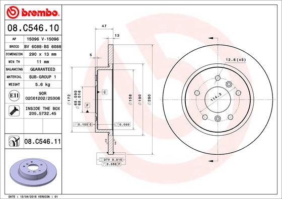 Disc frana BREMBO 08.C546.11