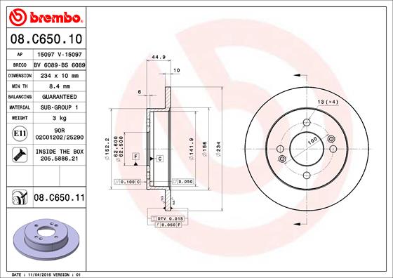 Disc frana BREMBO 08.C650.11