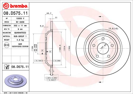Disc frana BREMBO 08.D575.11