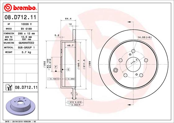 Disc frana BREMBO 08.D712.11