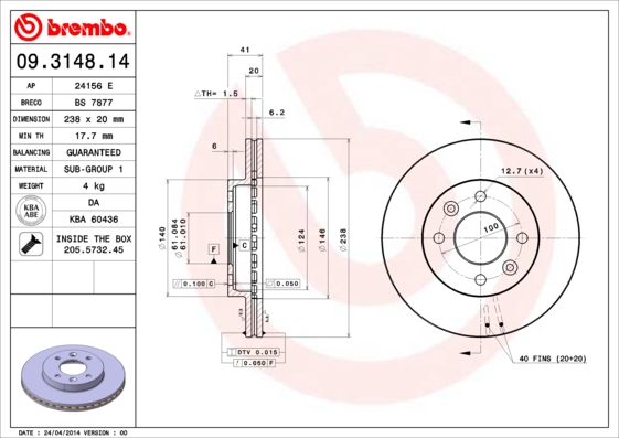 Disc frana BREMBO 09.3148.14