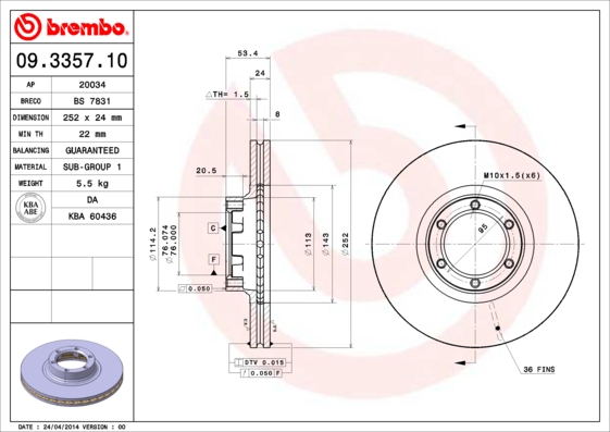 Disc frana BREMBO 09.3357.10