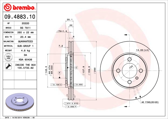 Disc frana BREMBO 09.4883.10