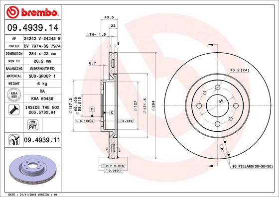 Disc frana BREMBO 09.4939.11