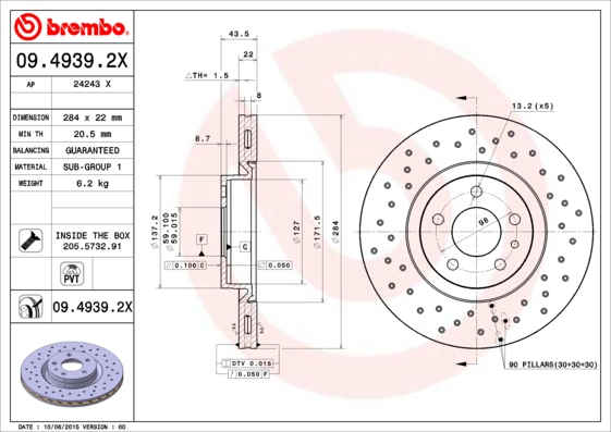 Disc frana BREMBO 09.4939.2X