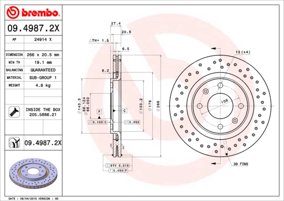 Disc frana BREMBO 09.4987.2X