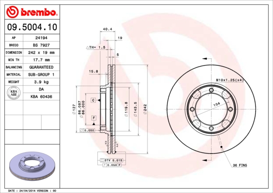 Disc frana BREMBO 09.5004.10