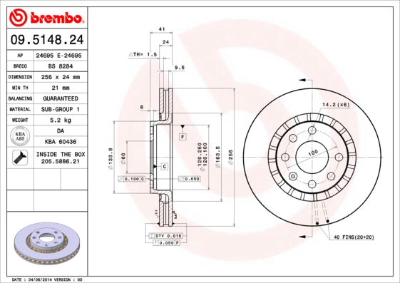 Disc frana BREMBO 09.5148.24