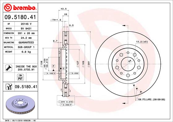 Disc frana BREMBO 09.5180.41