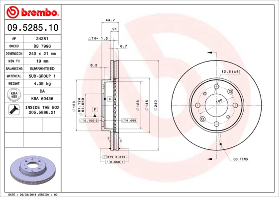 Disc frana BREMBO 09.5285.11