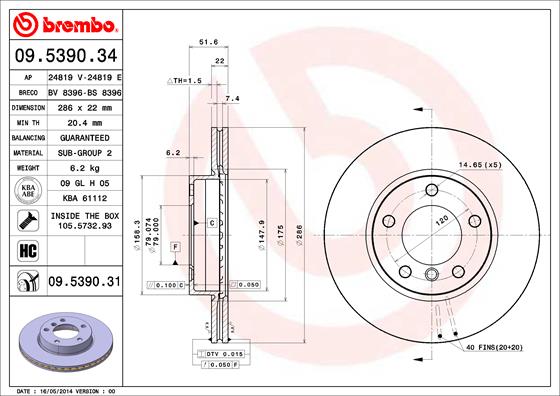 Disc frana BREMBO 09.5390.31