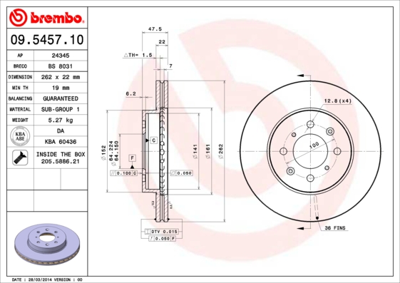 Disc frana BREMBO 09.5457.10