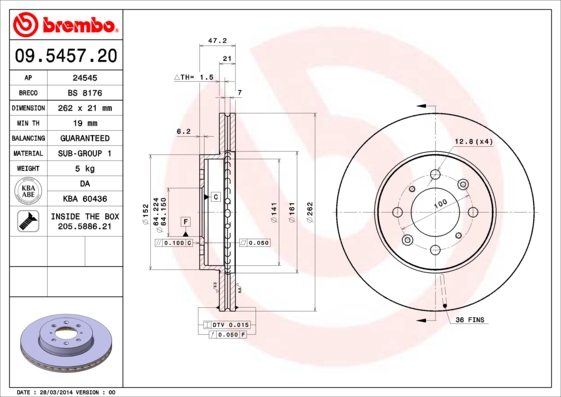 Disc frana BREMBO 09.5457.20
