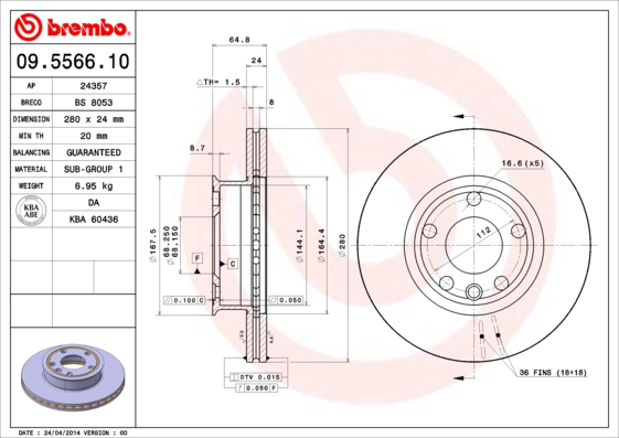 Disc frana BREMBO 09.5566.10