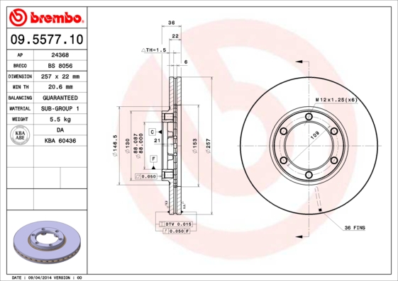 Disc frana BREMBO 09.5577.10