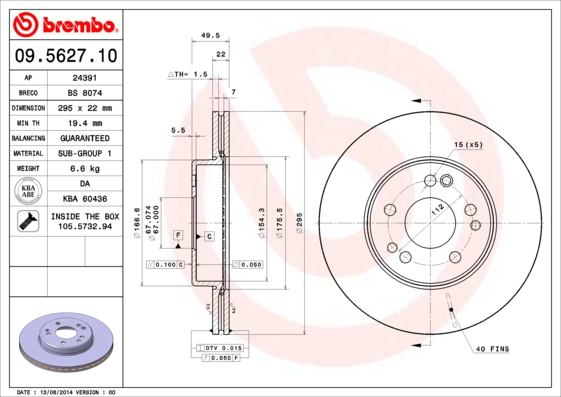 Disc frana BREMBO 09.5627.10
