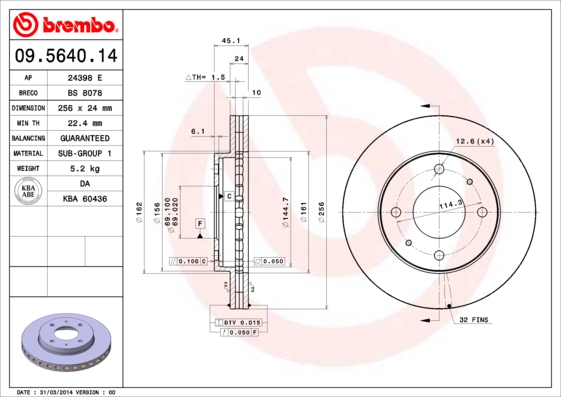 Disc frana BREMBO 09.5640.14