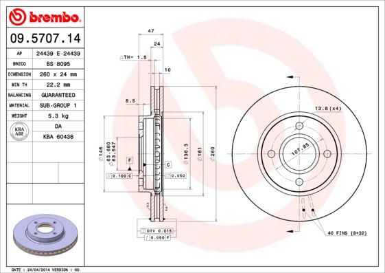 Disc frana BREMBO 09.5707.14
