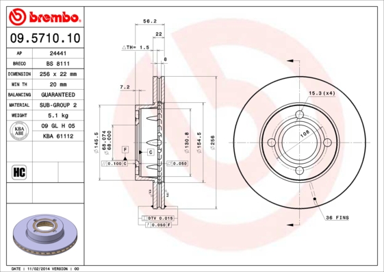 Disc frana BREMBO 09.5710.10