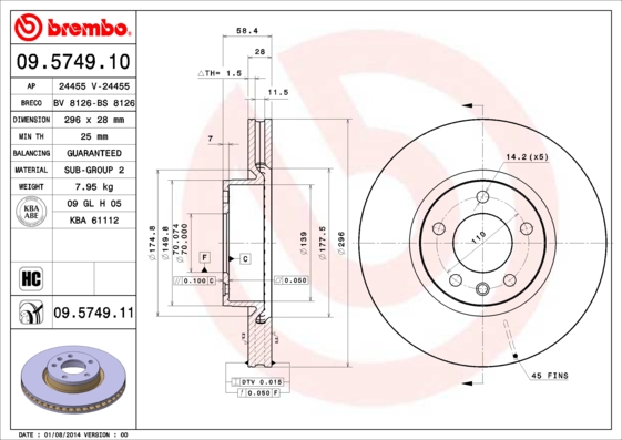 Disc frana BREMBO 09.5749.11
