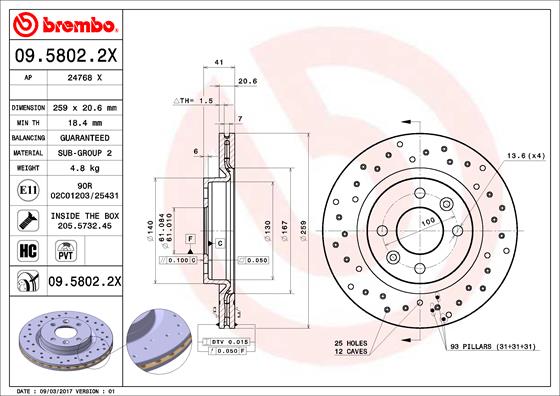 Disc frana BREMBO 09.5802.2X