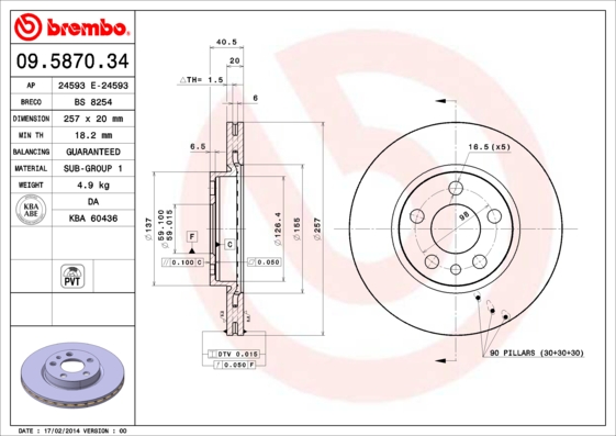 Disc frana BREMBO 09.5870.34