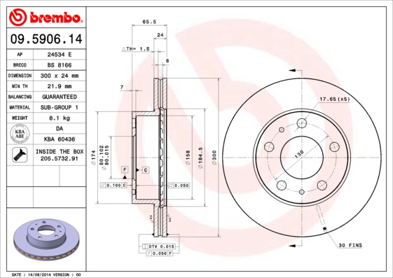 Disc frana BREMBO 09.5906.14