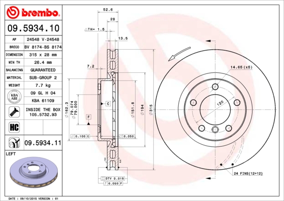 Disc frana BREMBO 09.5934.10