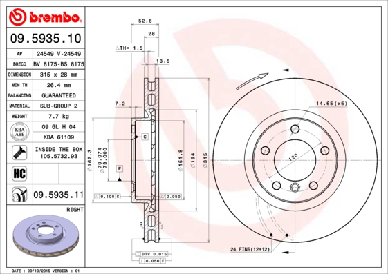 Disc frana BREMBO 09.5935.11