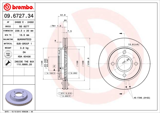Disc frana BREMBO 09.6727.34