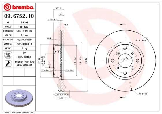 Disc frana BREMBO 09.6752.10