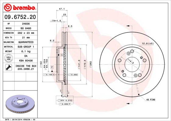 Disc frana BREMBO 09.6752.20
