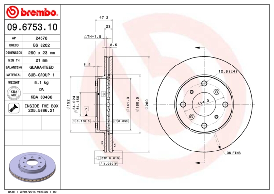 Disc frana BREMBO 09.6753.10