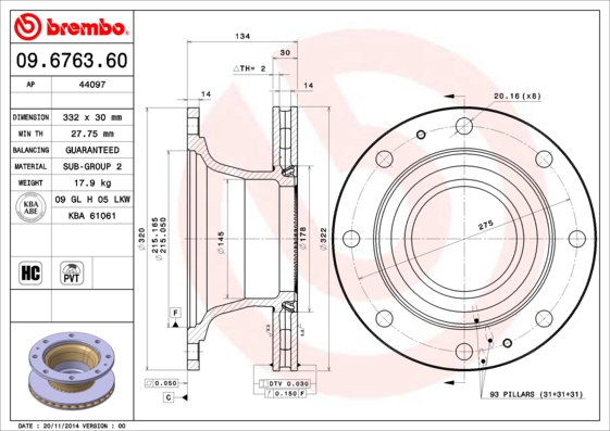 Disc frana BREMBO 09.6763.60