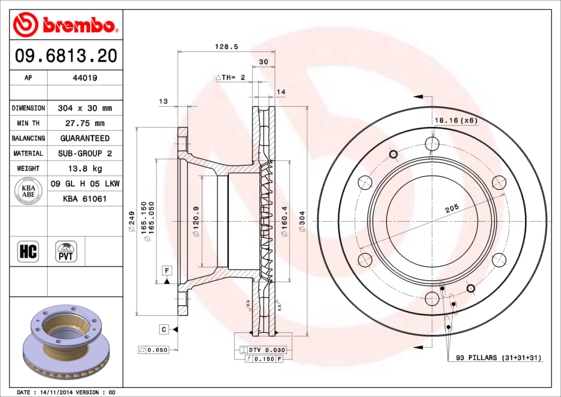 Disc frana BREMBO 09.6813.20
