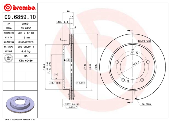 Disc frana BREMBO 09.6859.10