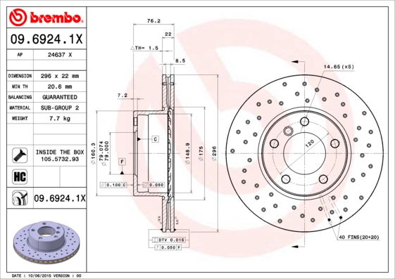 Disc frana BREMBO 09.6924.1X