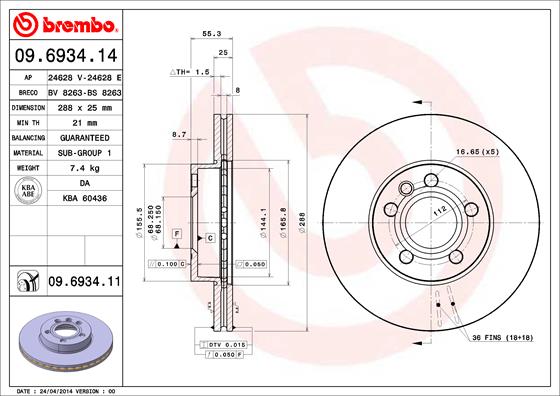 Disc frana BREMBO 09.6934.11