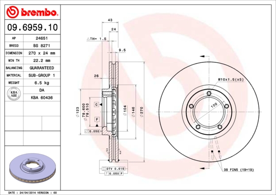 Disc frana BREMBO 09.6959.10