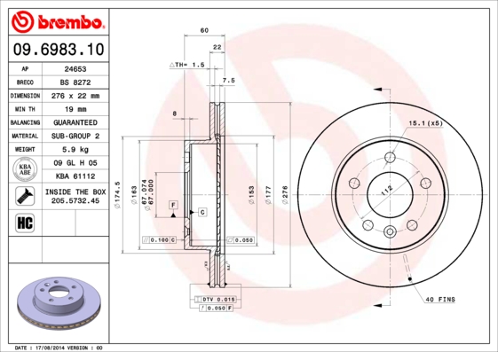 Disc frana BREMBO 09.6983.10